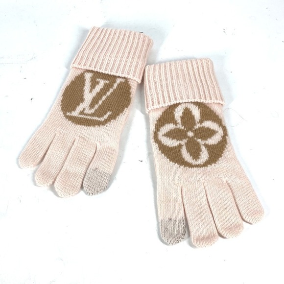 LOUIS VUITTON Flight Mode Wool Gloves Camel Rose Beige - Picture 1 of 11